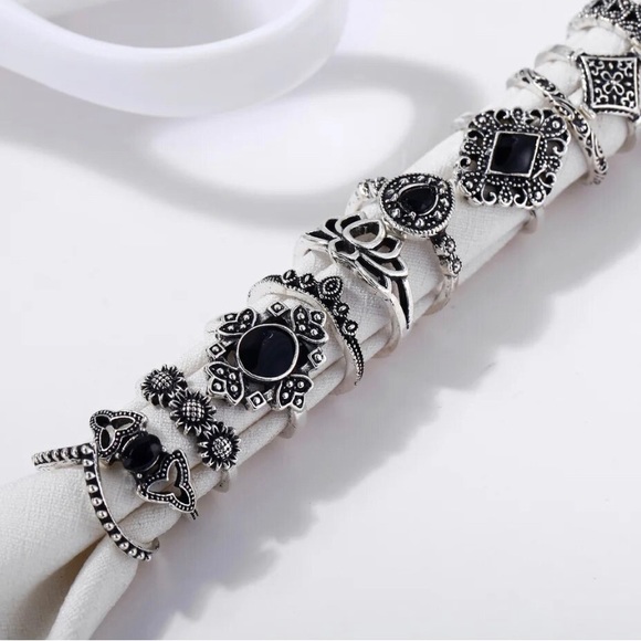 🍀15 Pcs Vintage Silver Knuckle-Rings Bohemians Stackable-Rings for beautifuls - Picture 2 of 5